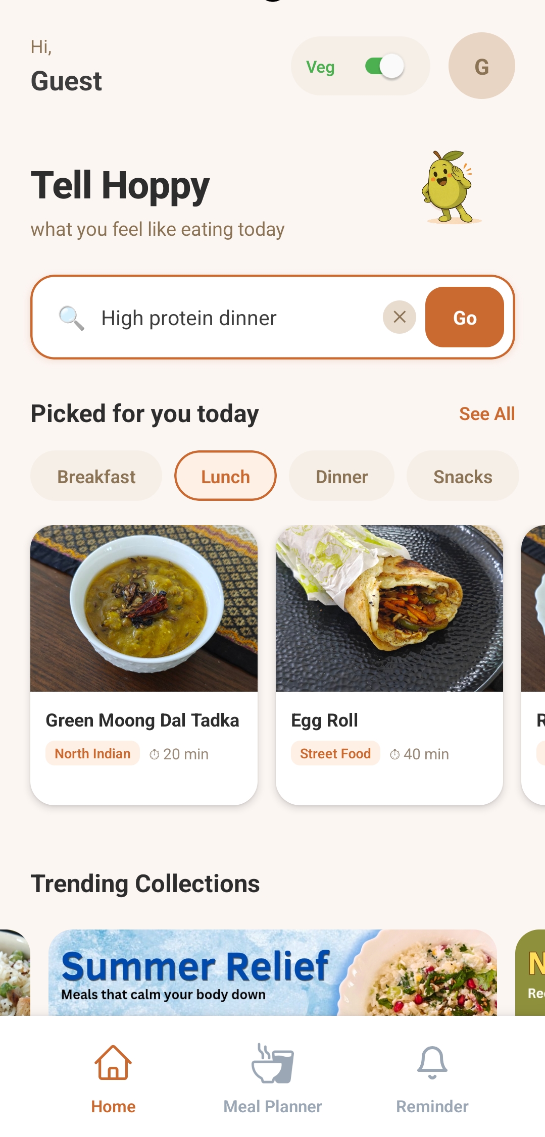 Kuch Bhi app — Tell Hoppy home screen