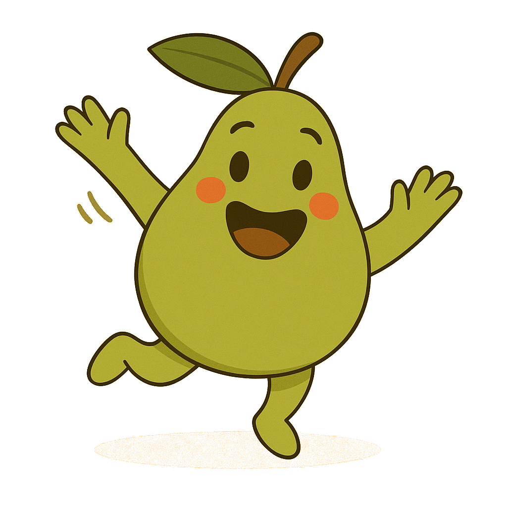 Hoppy the mango mascot, waving